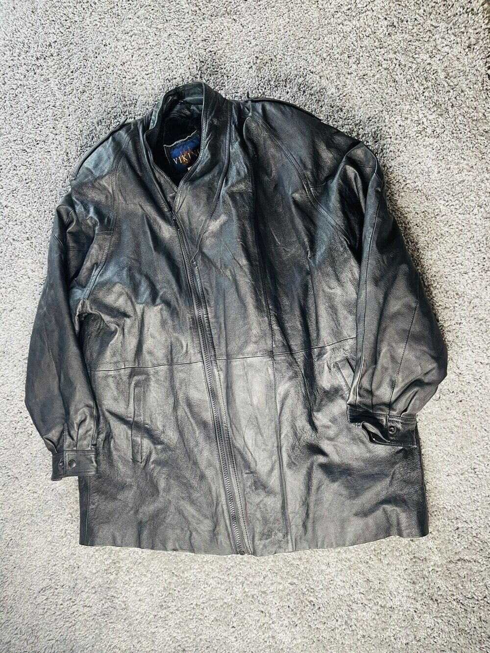 Men’s Jacket Viking USA Black Leather For Size 3XL Outdoor Wear Warm